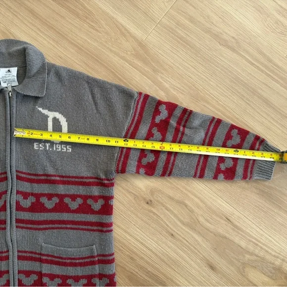 Disneyland Spirit Jersey Gray and Red Knit Zip-Up Sweater